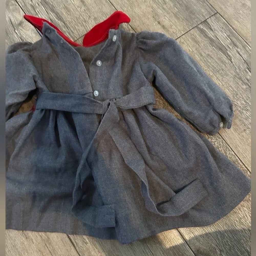 Carriage Boutique Perfect smocked holiday dress baby girl 6 mths grey velvet